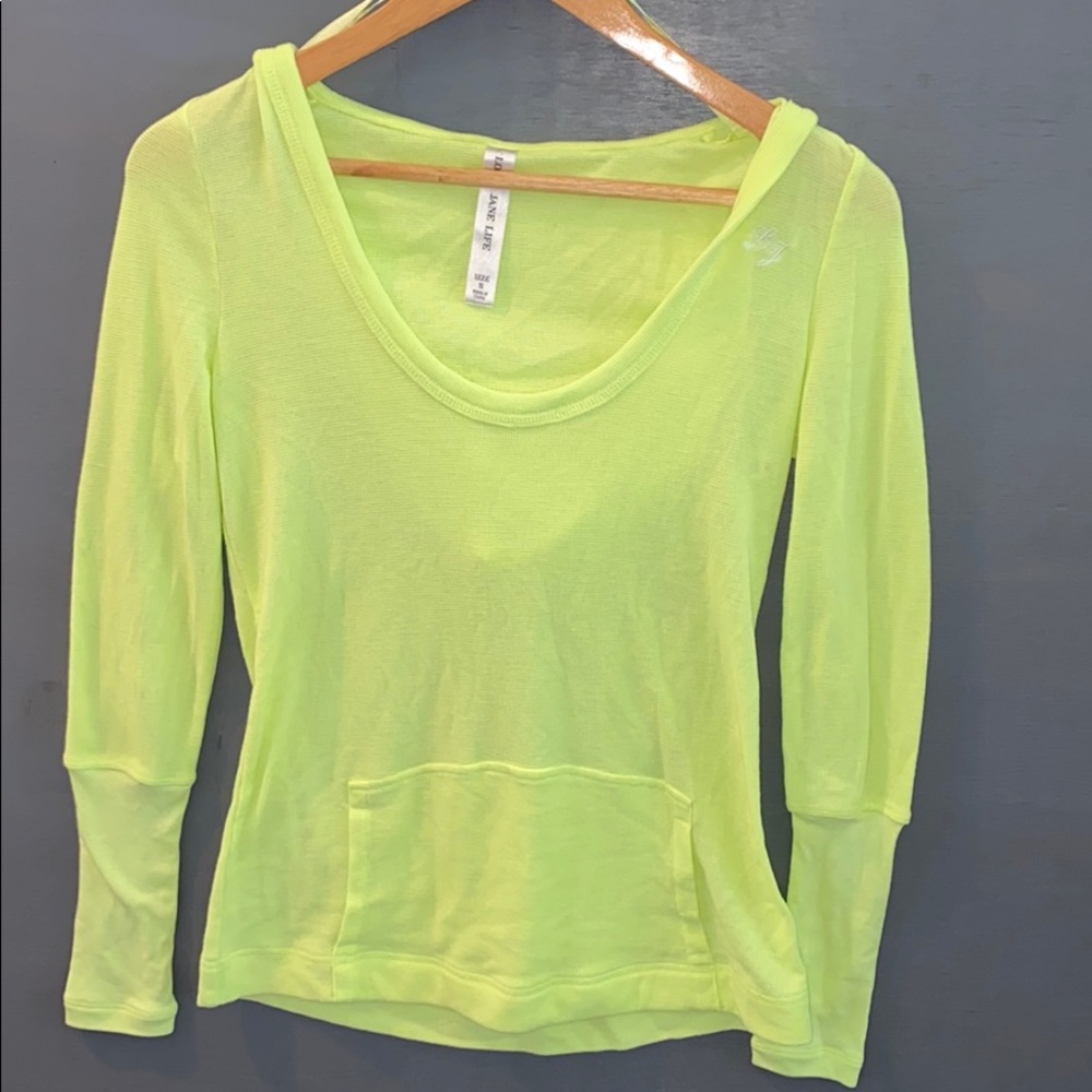 Lorna Jane size s neon long sleeve with hood